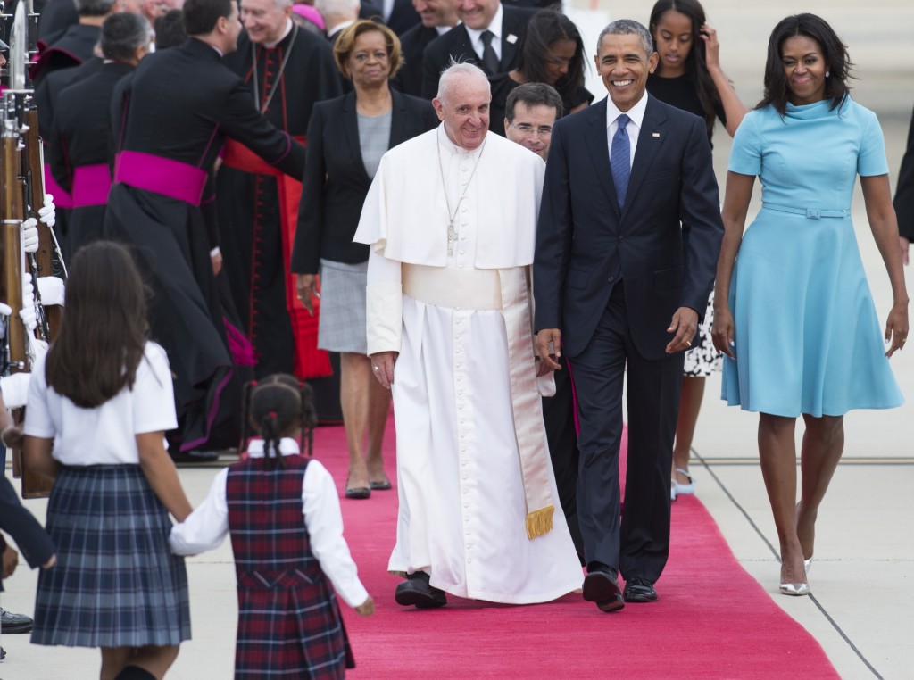 Papa Franciso com o presidente Obama e a primeira dama Michelle. Fonte: Jornal NH